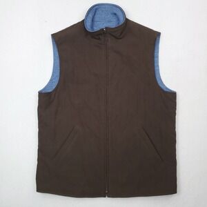Peter Millar Vest Mens L Brown Blue Quilted Merino Wool Reversible Patrick James